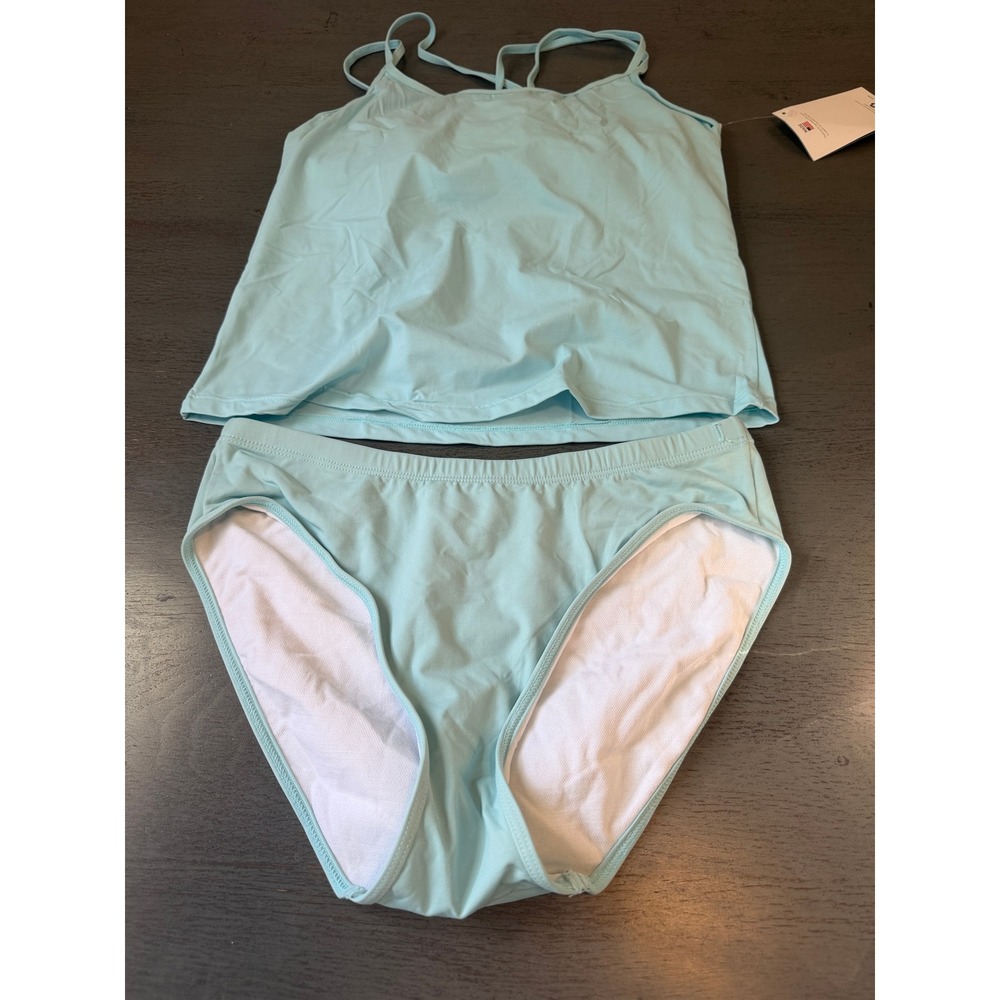 Carve Designs Light Blue Aqua Strappy Tankini Swimsuit Set Womens Large NWT